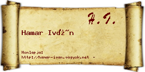 Hamar Iván névjegykártya