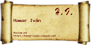 Hamar Iván névjegykártya